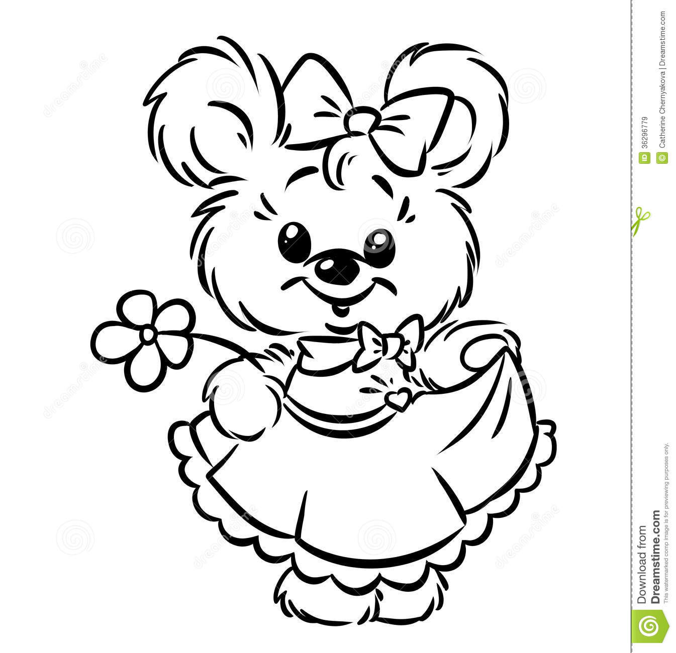 Coloring Pages For Girls Flowers
 Bear Girl Flower Coloring Pages Stock Illustration