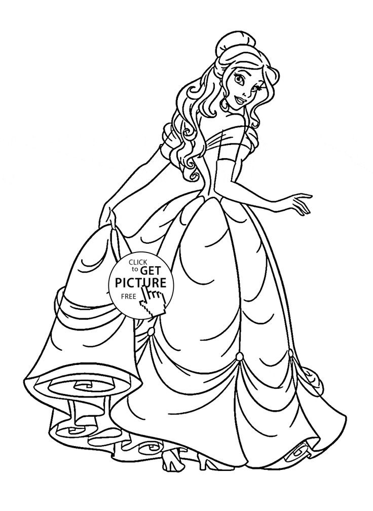 Coloring Pages For Girls Princess
 Disney Princess Belle coloring page for kids disney