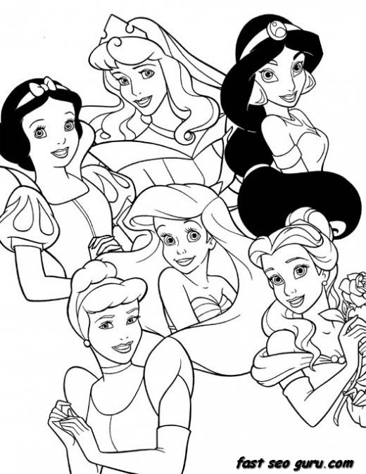 Coloring Pages For Girls Princess
 Printable Beautiful Disney princesses coloring pages for