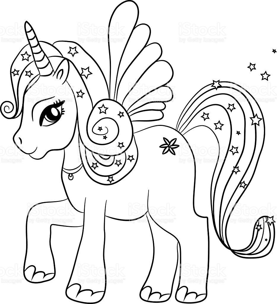 Coloring Pages For Girls Unicorn
 Black and white coloring sheet