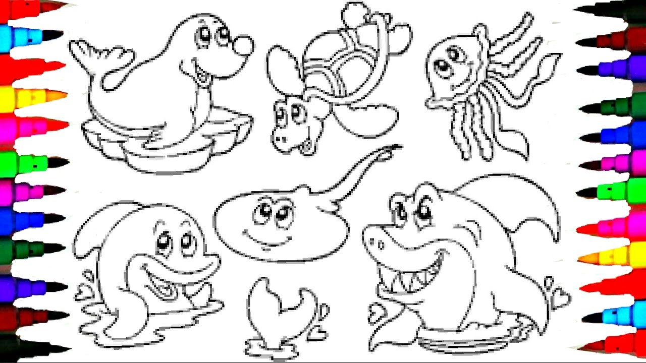Coloring Pages For Kids Animals
 Coloring Pages Sea Animals Coloring Book Videos For