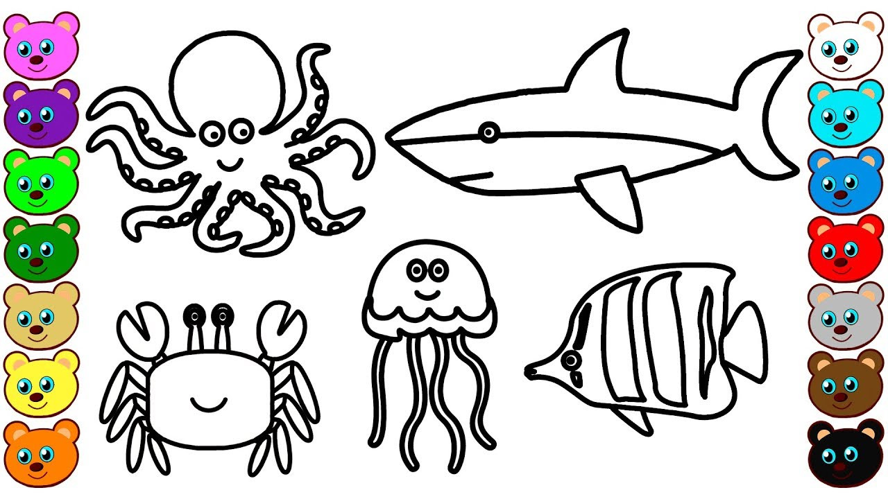 Coloring Pages For Kids Animals
 Coloring for Kids with Sea Animals Coloring Book for
