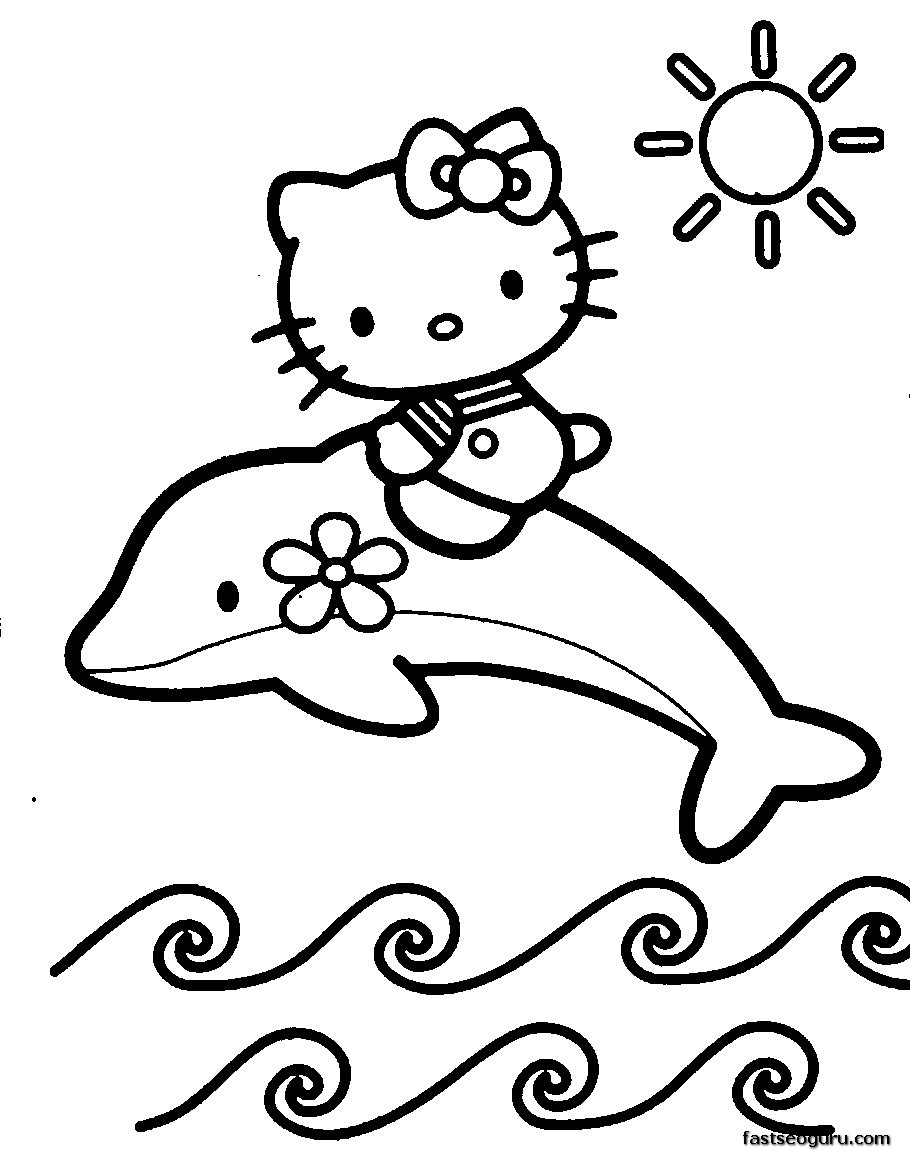 Coloring Pages For Kids To Print Out
 Print out coloring pages of Dolphin with Hello Kitty