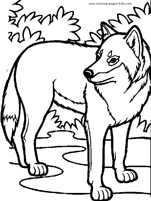 Coloring Pages Kids.Com
 Wolf in the forrest color page