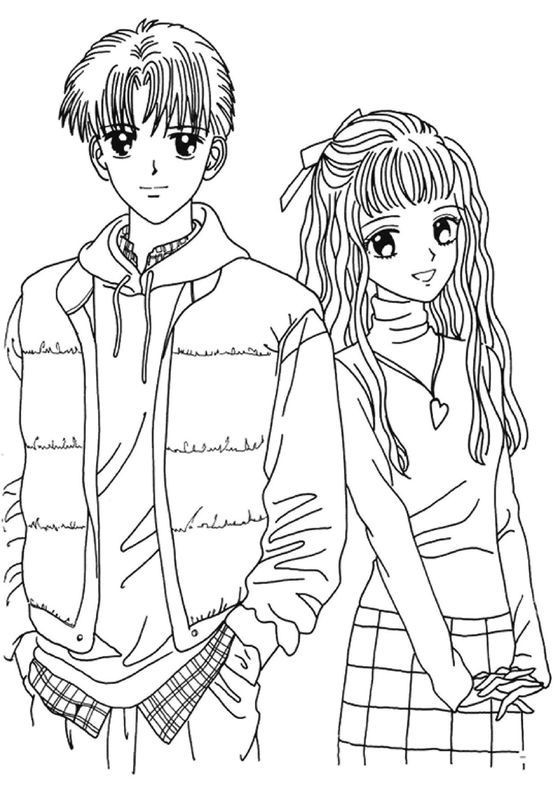 Coloring Pages Of Anime Girls
 Anime Coloring Page to Print Boy and Girl Anime Coloring