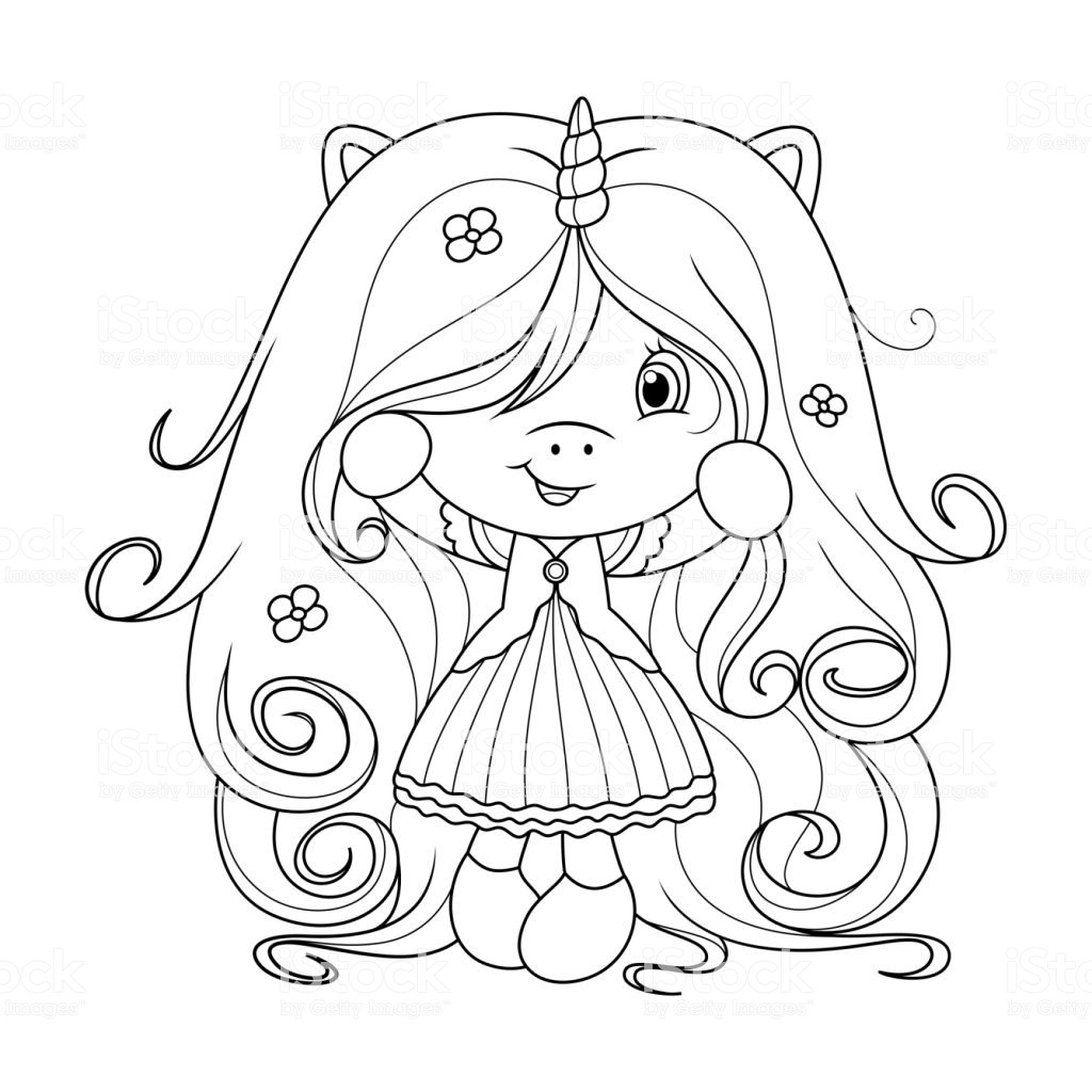 Coloring Pages Of Cute Baby Unicorns
 Cute Baby Unicorn With Super Long Hair With Flowers