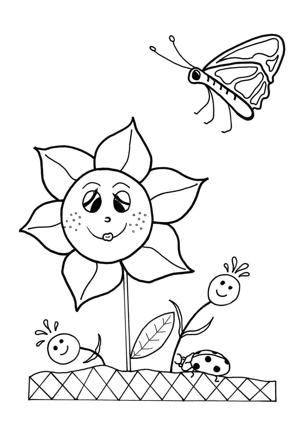 Coloring Pages Of Flowers For Kids
 Dancing Flowers Spring Coloring Sheet