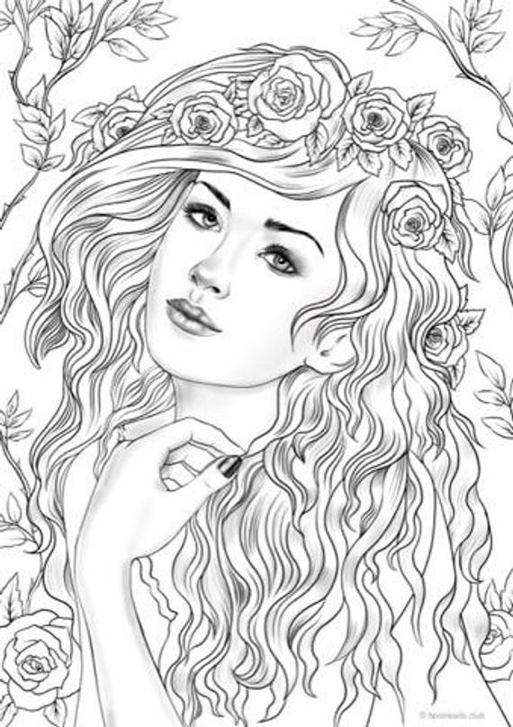 Coloring Pages Of Girls For Adults
 Nymph Printable Adult Coloring Page from Favoreads