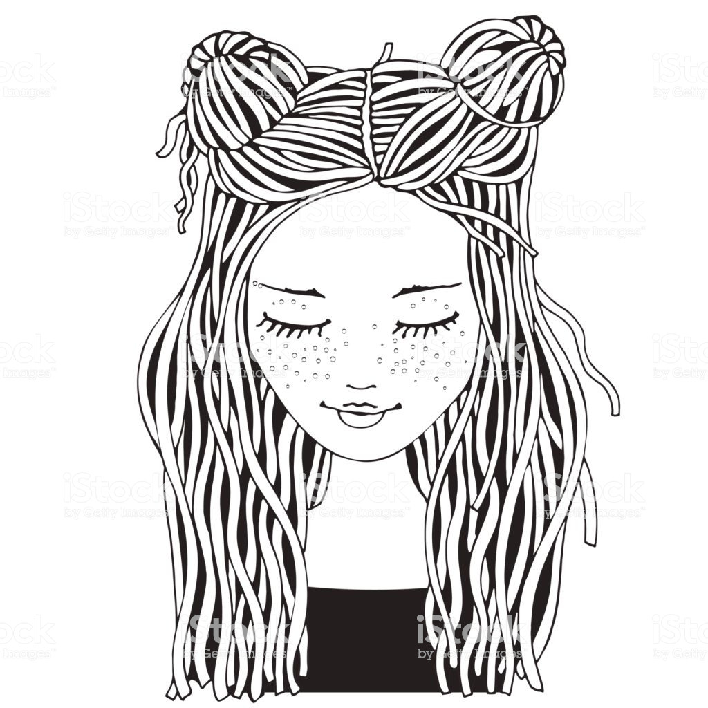 Coloring Pages Of Girls For Adults
 Cute Girl Coloring Book Page For Adult And Children Black