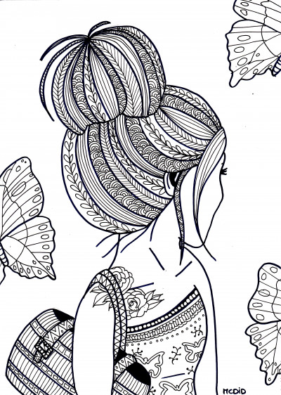 Coloring Pages Of Girls For Adults
 Free coloring page for adults Girl with tattoo Gratis