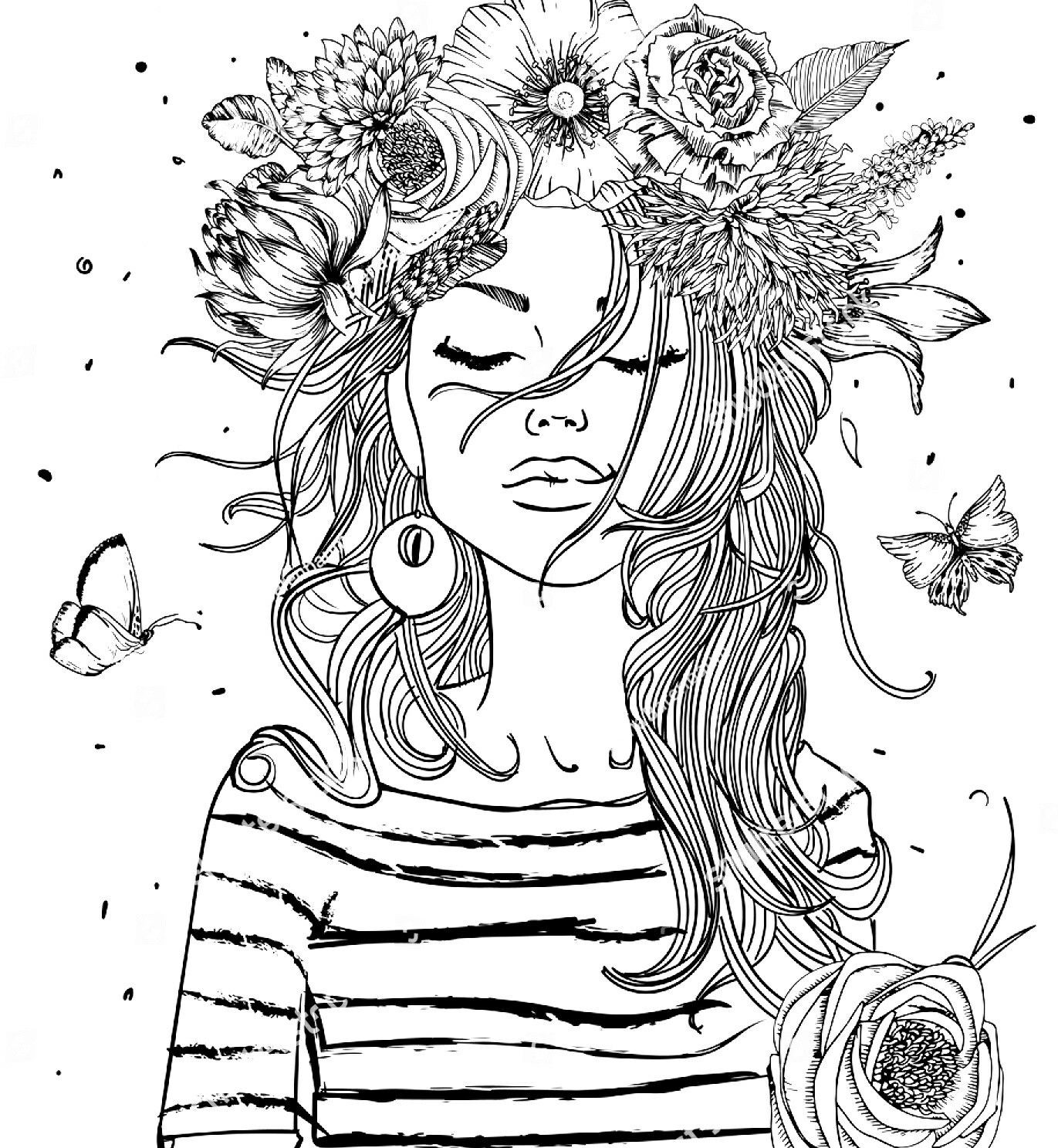 Coloring Pages Of Girls For Adults
 Pin de monica markin en coloring pages