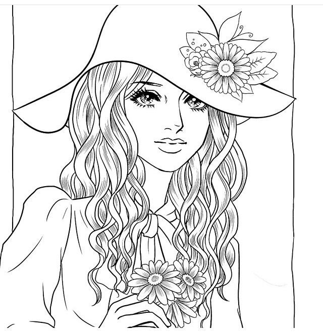 Coloring Pages Of Girls For Adults
 1068 best female colar cards images on Pinterest