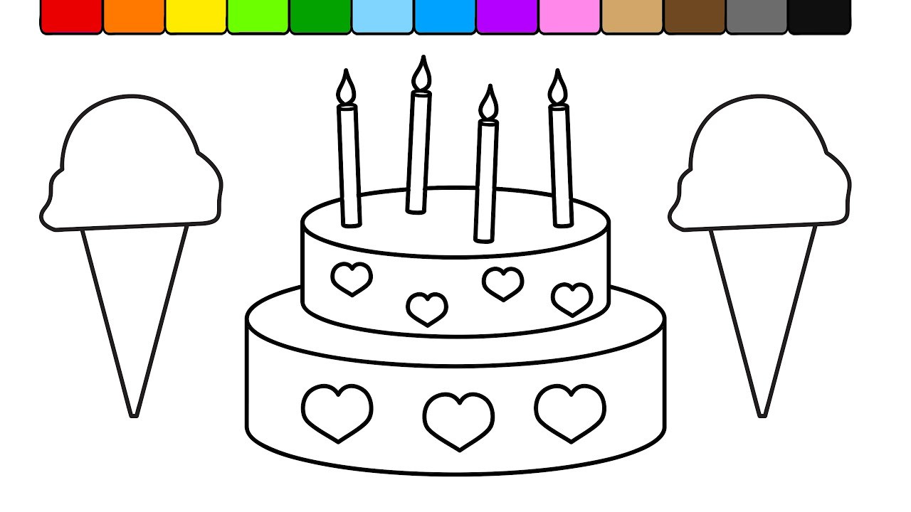 Coloring Sheet For Kids
 Learn Colors for Kids and Color this Ice cream and Cake