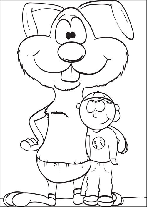 Coloring Sheets For Little Kids
 Coloring Page of a Bunny Standing With a Boy