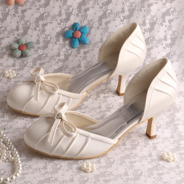 Comfortable Ivory Wedding Shoes
 Hot Selling fortable Ivory Satin Wedding Bridal Shoes