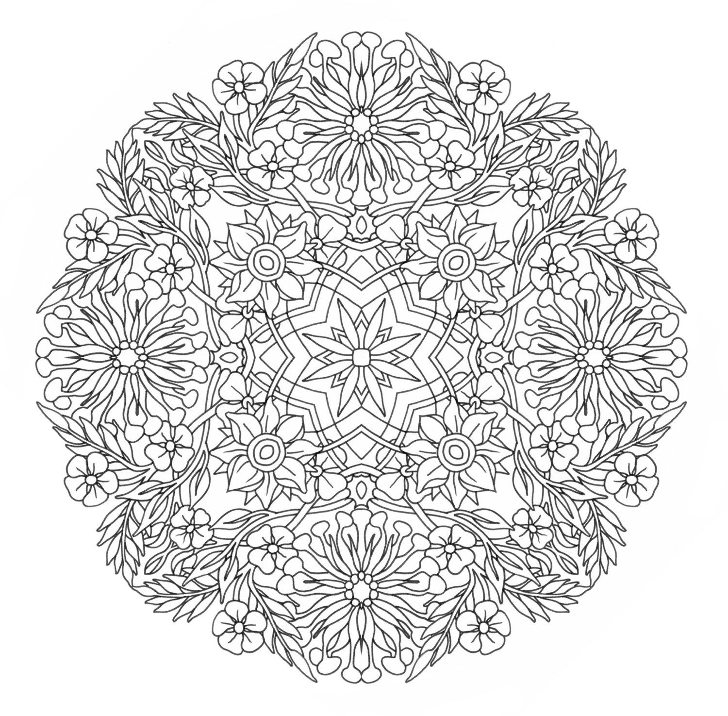 Complex Mandala Coloring Pages Printable
 Printable Coloring Page Honey Suckle Mandala by emerlyearts