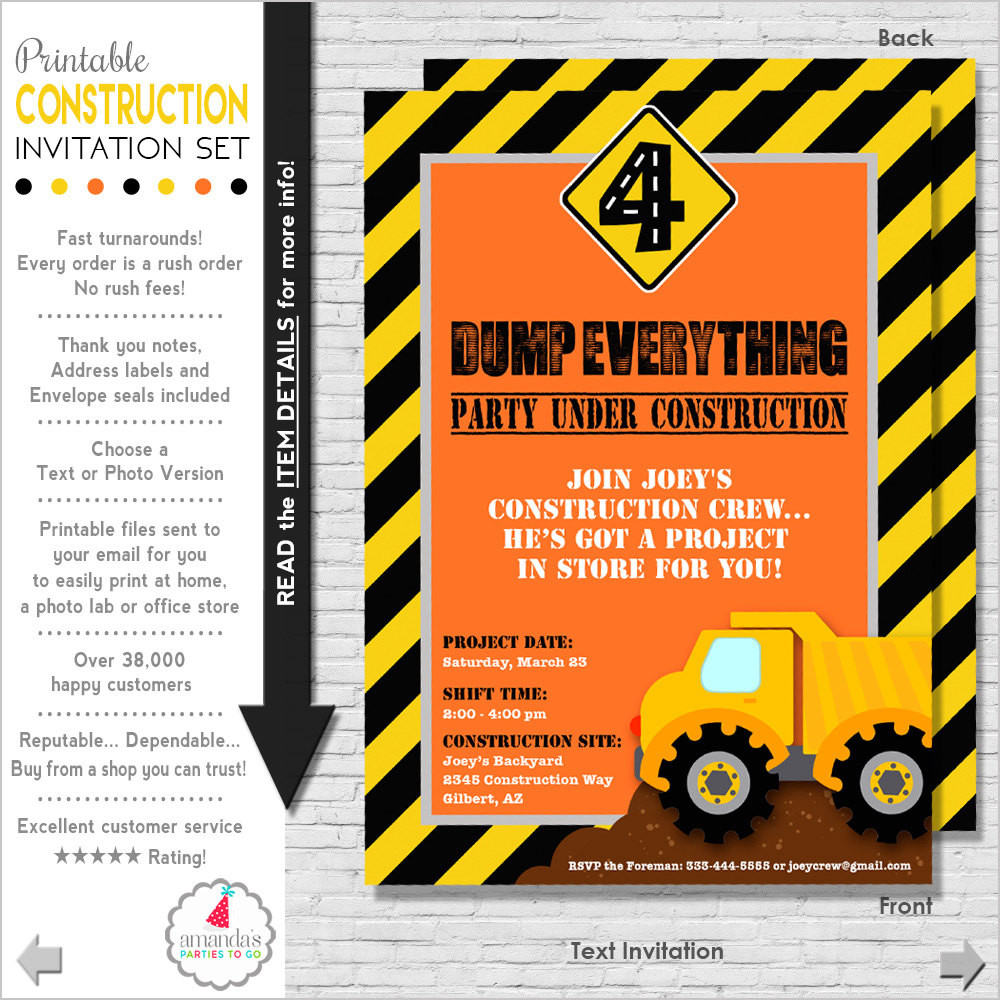 Construction Birthday Invitations
 Construction Party Invitation Construction Birthday