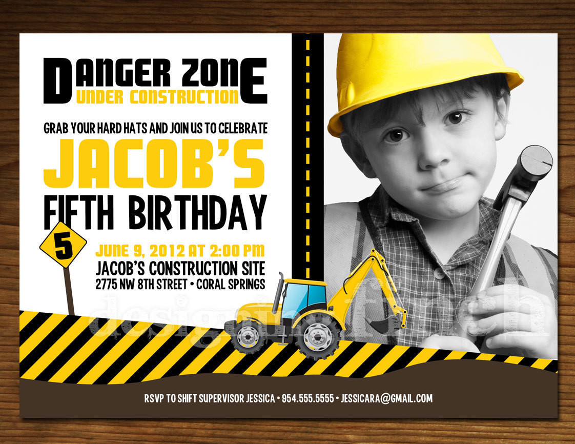 Construction Birthday Invitations
 Construction Birthday Invitation Card Customizable