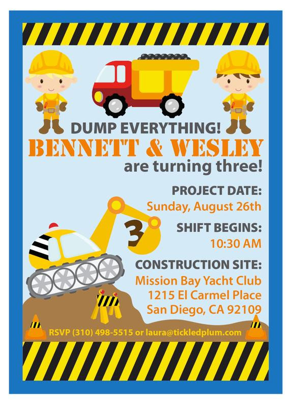 Construction Birthday Invitations
 Items similar to Dump Everything Construction Party