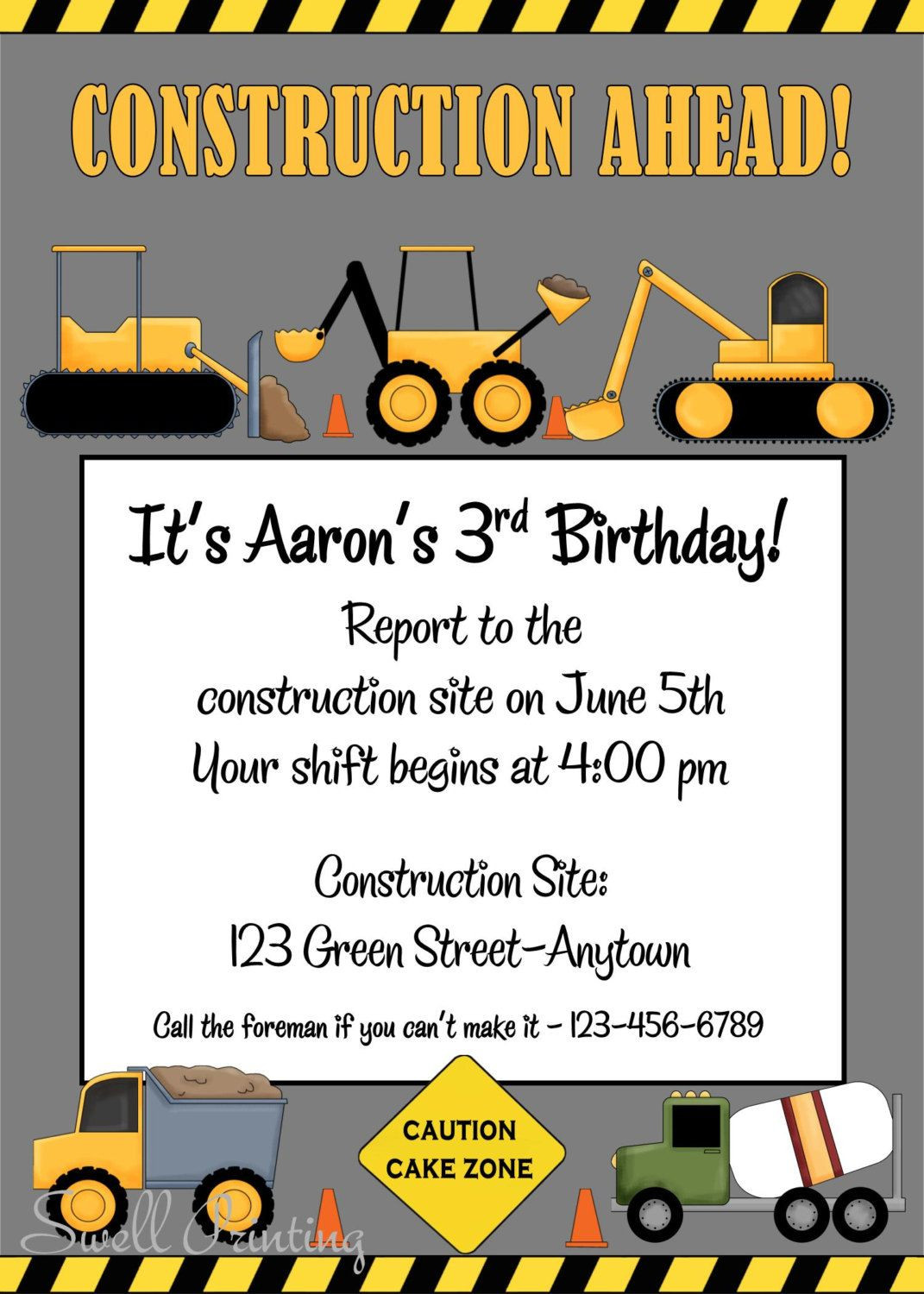 Construction Themed Birthday Invitations
 Printable Construction Birthday Invitation Heavy