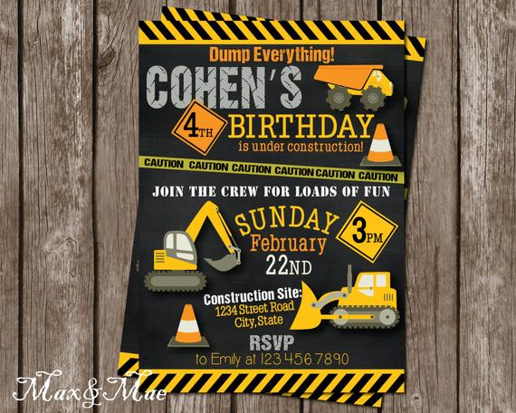 Construction Themed Birthday Invitations
 Construction Birthday Party Invitation Construction Birthday