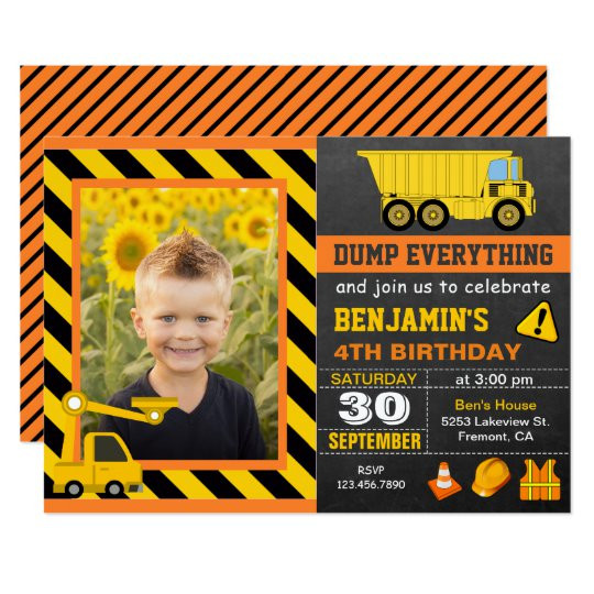 Construction Themed Birthday Invitations
 Truck Construction Birthday Party Invitation