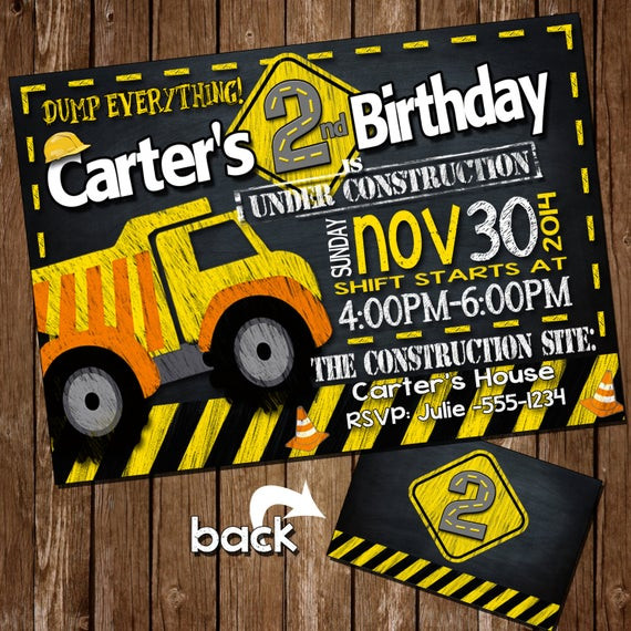 Construction Themed Birthday Invitations
 Construction birthday invitation Construction birthday party