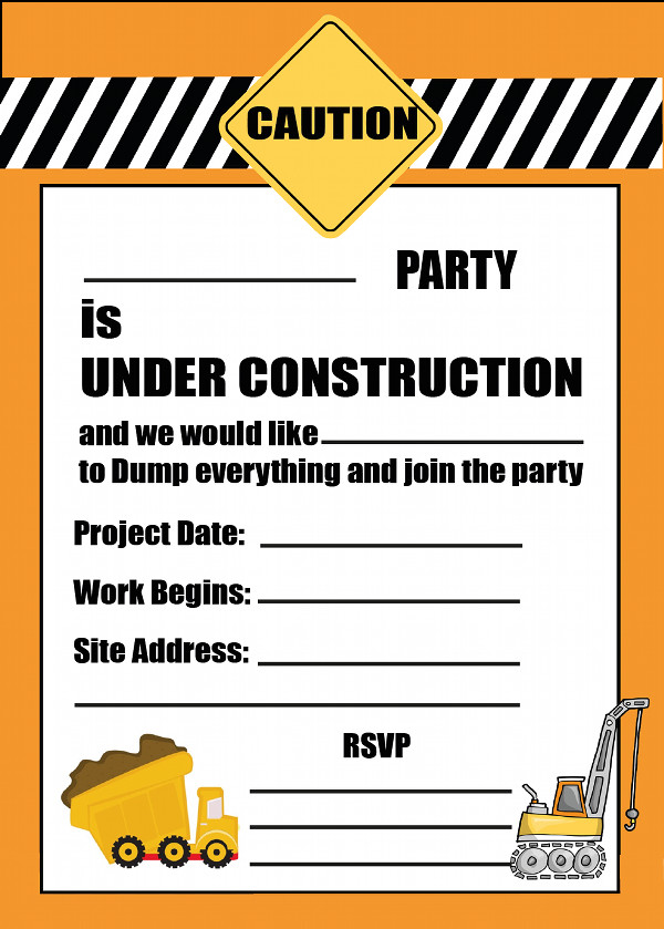 Construction Themed Birthday Invitations
 construction party invitation 215x300 in 2019