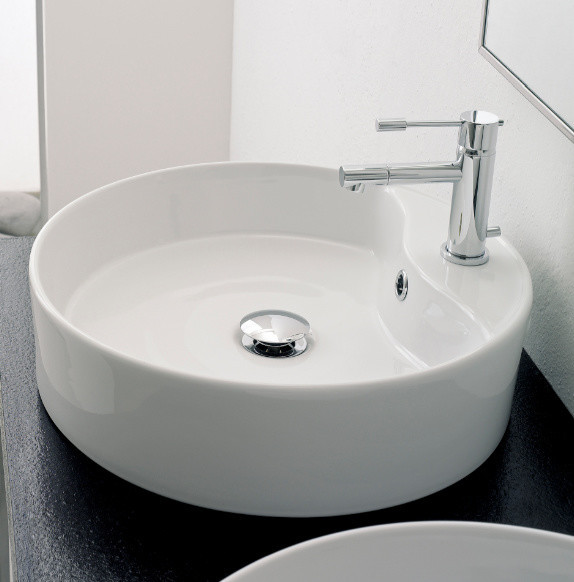 Contemporary Bathroom Sinks
 Beautiful Round White Ceramic Vessel Sink by Scarabeo