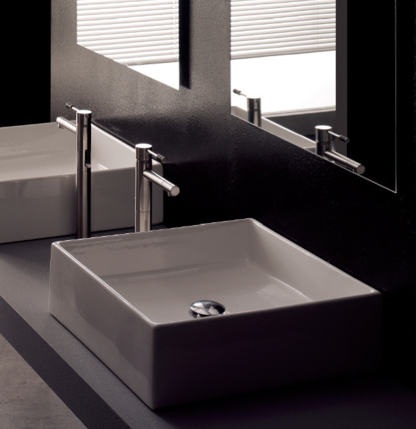 Contemporary Bathroom Sinks
 Modern Square White Ceramic Bathroom Vessel Sink Modern