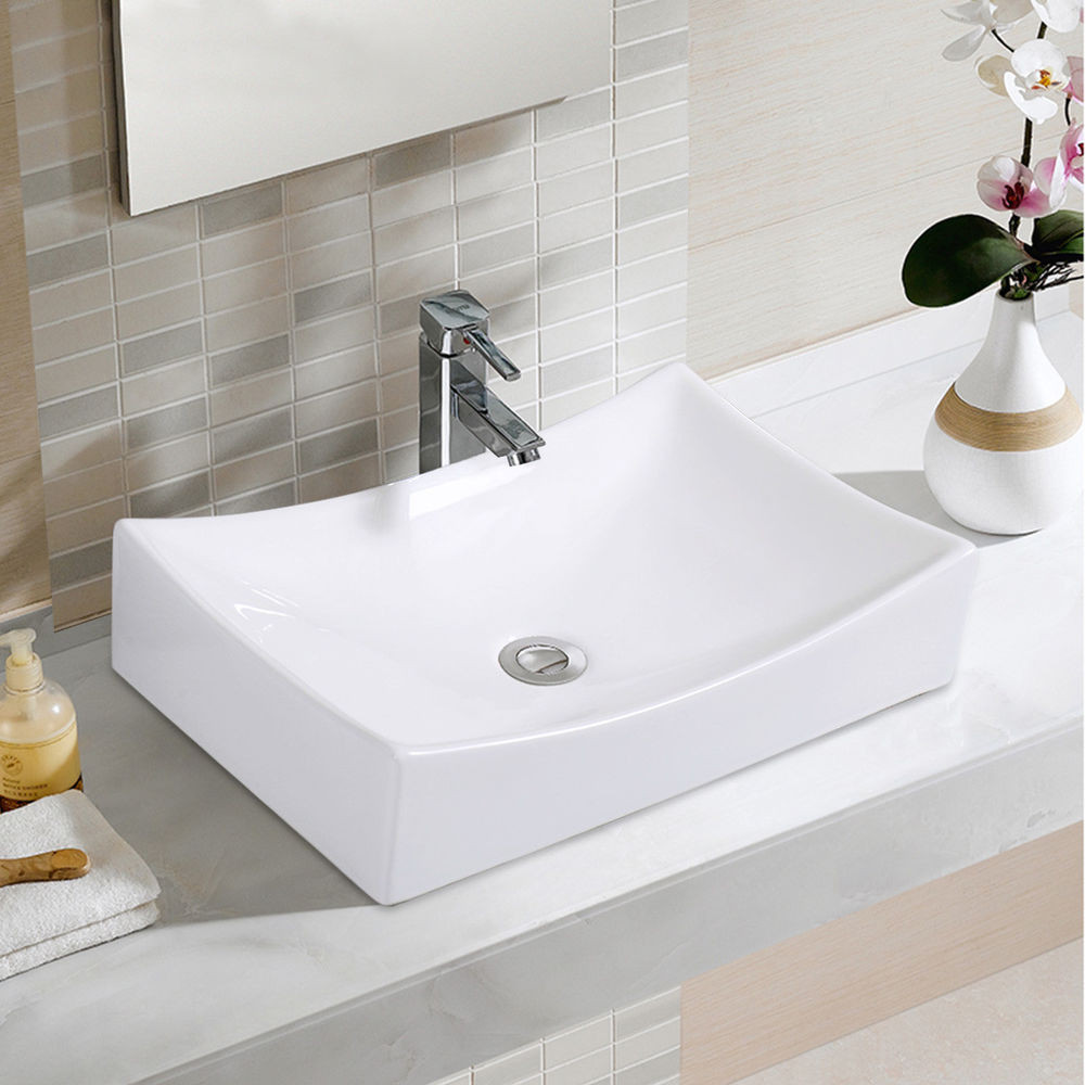 Contemporary Bathroom Sinks
 Bathroom Rhombus Ceramic Vessel Sink Vanity Pop Up Drain