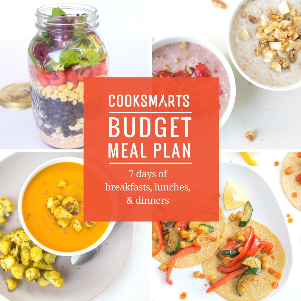 Cooking For Two On A Budget
 7 Day Meal Plan with Breakfasts Lunches & Dinners