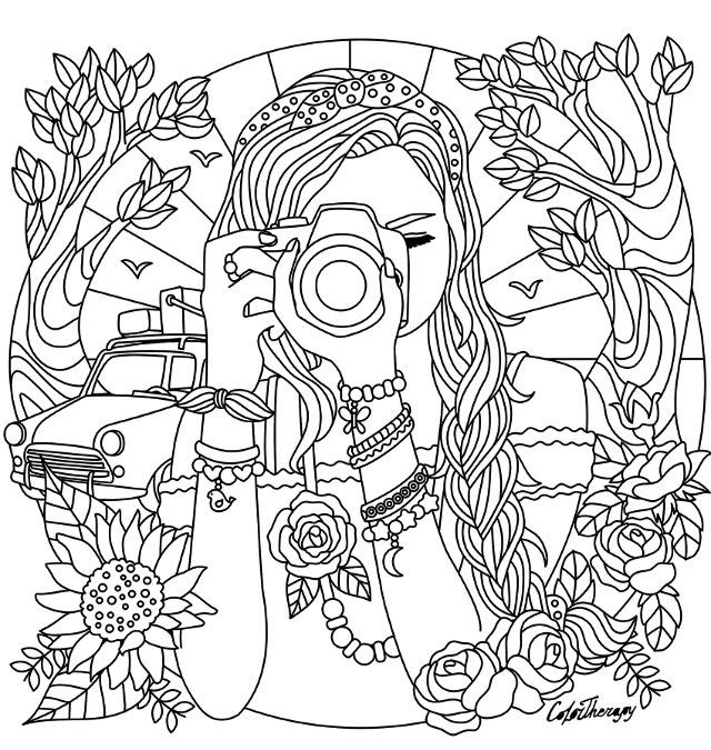 Cool Coloring Pages For Girls
 Girl with a camera coloring page