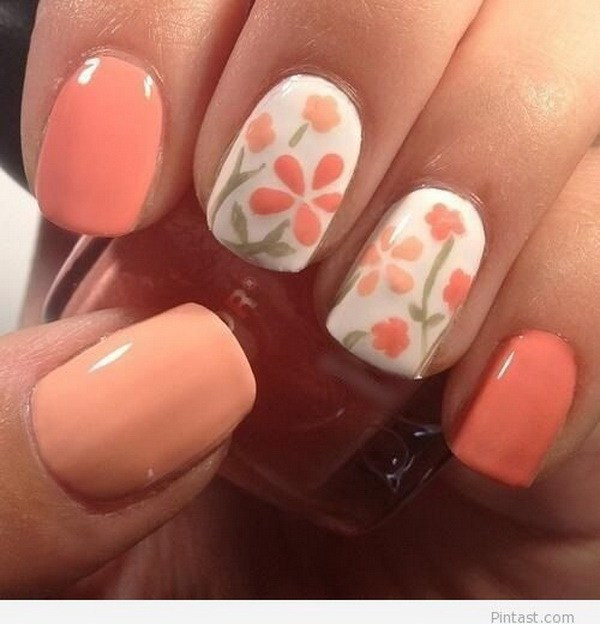 Coral Color Nail Designs
 44 Lovely Flower Nail Art Design EcstasyCoffee