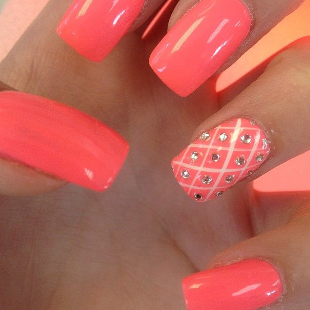 Coral Color Nail Designs
 Coral with accent nail The color Don t care too much