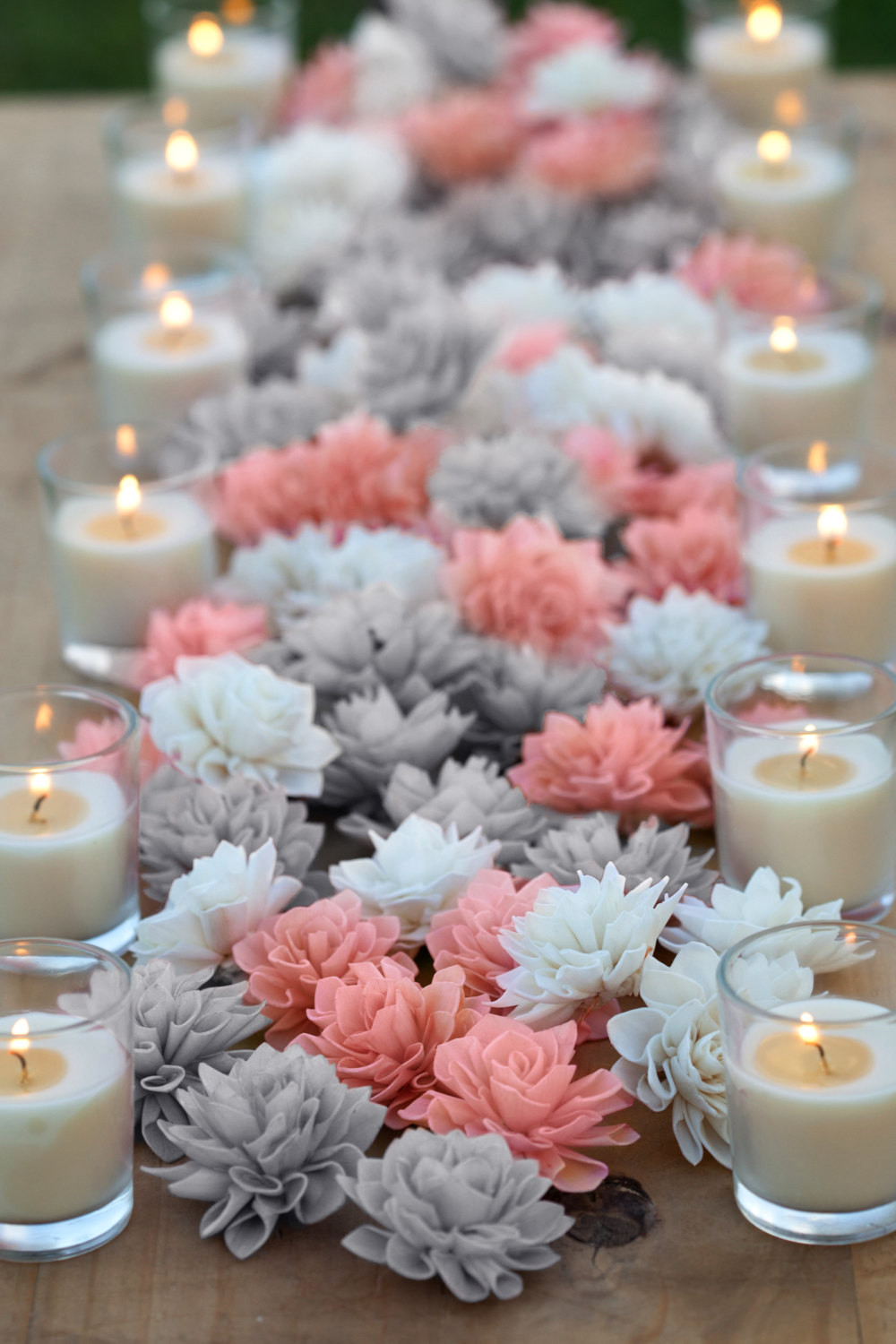 Coral Wedding Decorations
 15 Coral and Grey Mixed Wooden Flowers Wedding Decorations