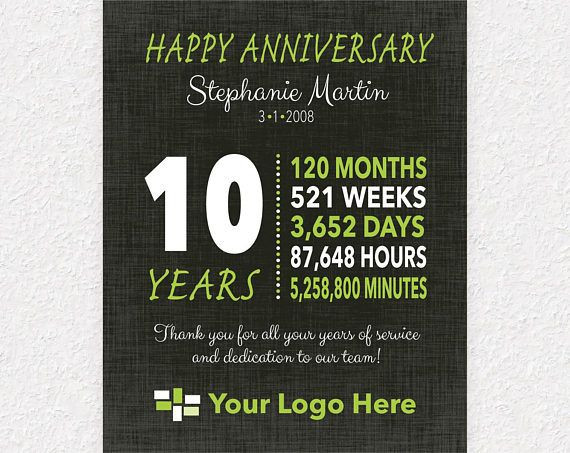 Corporate Anniversary Gift Ideas For Employees
 10 Year Work Anniversary Gift Service Award Plaque
