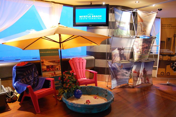 Corporate Beach Party Ideas
 Beach umbrellas lounge chairs and a sandbox added to the