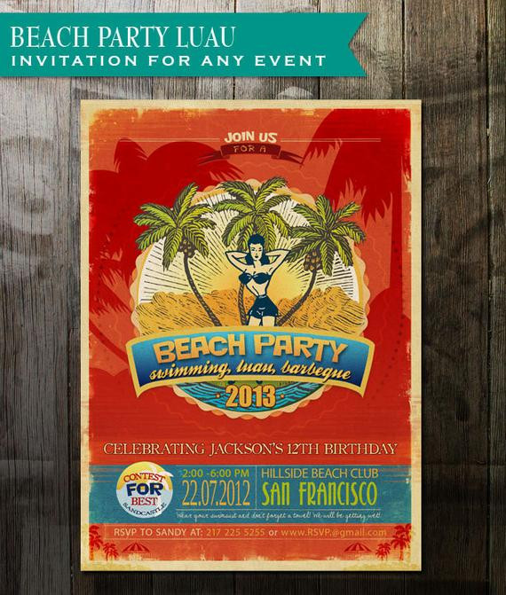Corporate Beach Party Ideas
 Beach Party Invitation Tropical Birthday Invite Corporate