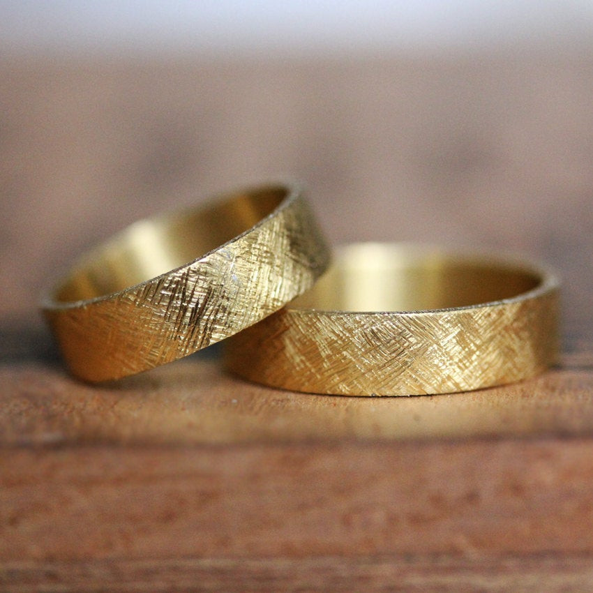 Country Wedding Ring Sets
 22k gold wedding band set rustic wedding ring set 22k gold