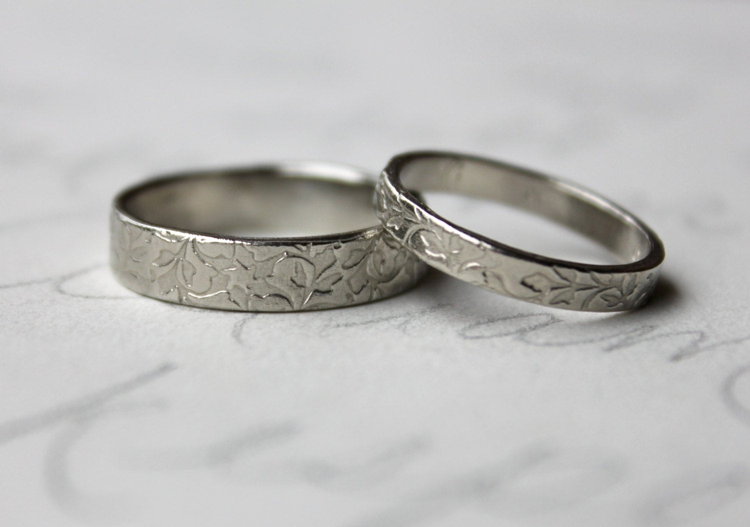 Country Wedding Ring Sets
 rustic vine wedding band ring set 14k white gold leaf vine