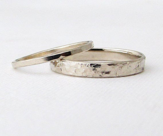 Country Wedding Ring Sets
 White Gold Wedding Bands Gold Wedding Ring Set Rustic Wedding