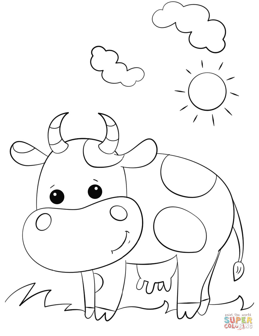 Cow Printable Coloring Pages
 Cute Cartoon Cow coloring page