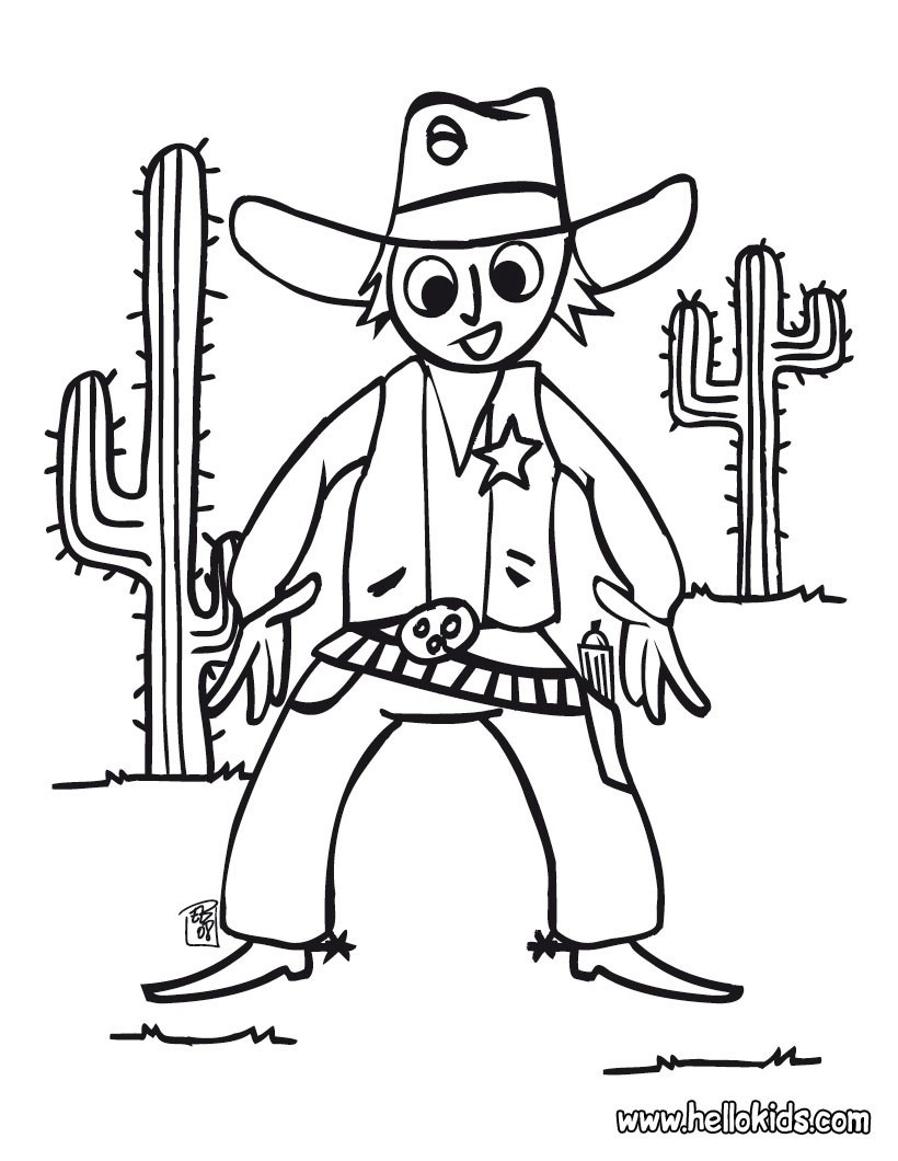 Cowboys Coloring Pages
 Cowboy duel coloring pages Hellokids