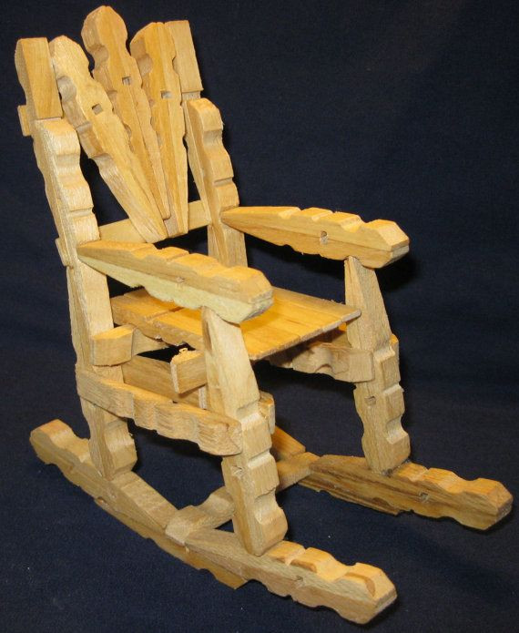 Craft Ideas Using Wooden Clothes Pegs
 Wooden Clothes Pin Rocking Chair by KariesKreations2014 on