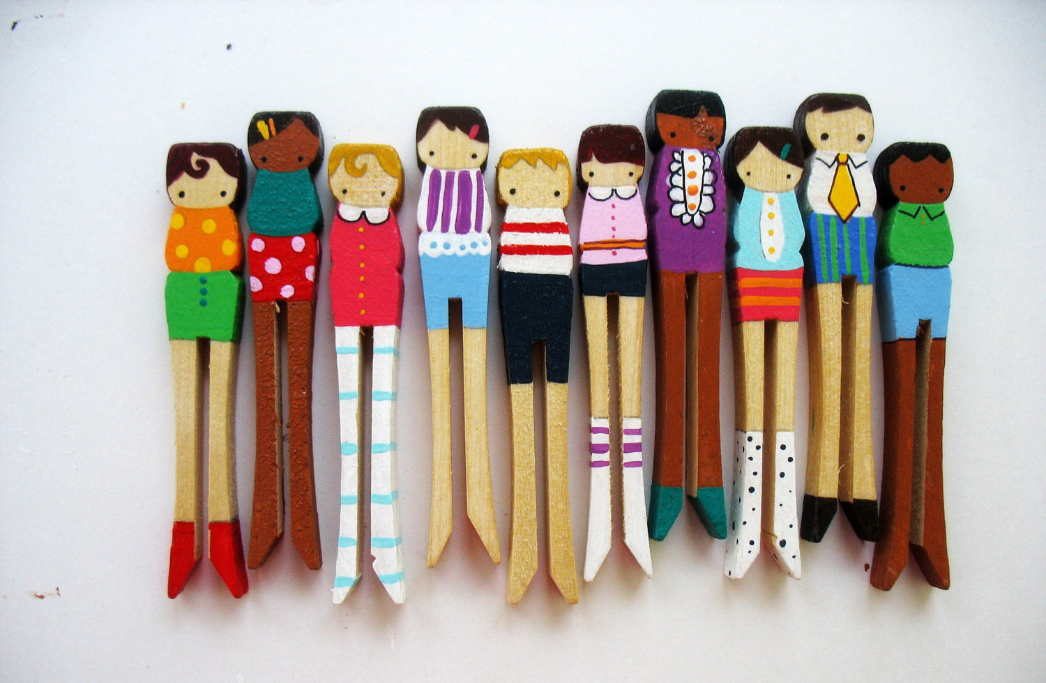 Craft Ideas Using Wooden Clothes Pegs
 handmade wooden folk art clothespin dolls RESERVED FOR