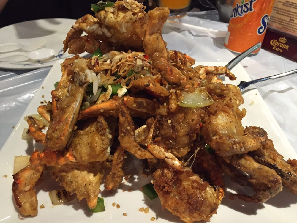 Crawfish &amp; Noodles
 Salt and pepper blue crab A little over fried but the