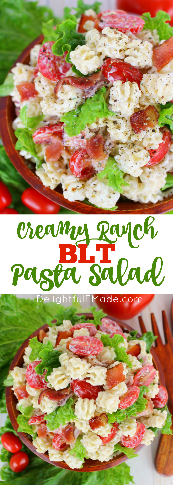Creamy Ranch Pasta Salad
 Creamy Ranch BLT Pasta Salad DelightfulEMade vertCollage