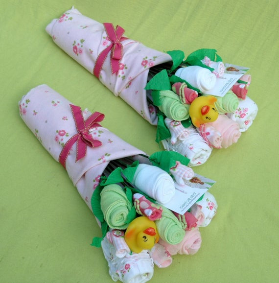 Creative Baby Shower Gifts For Girl
 Items similar to Girl Twins Baby Bouquet Twin Baby Girls