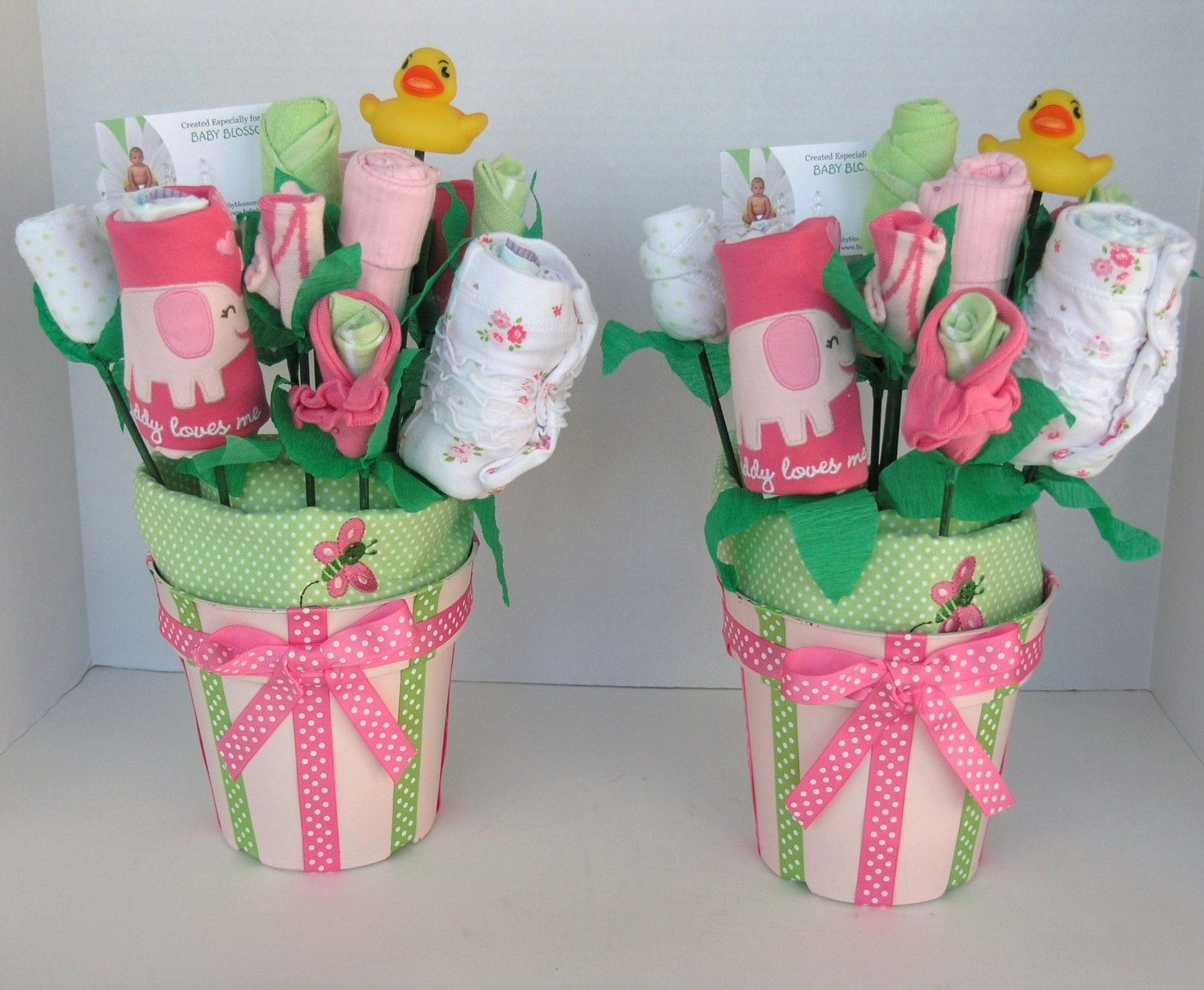 Creative Baby Shower Gifts For Girl
 Baby Bouquets for Twin Girls Baby Shower Decor Unique